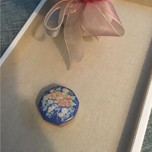 Floral Blue and White Trinket Box. Hand painted